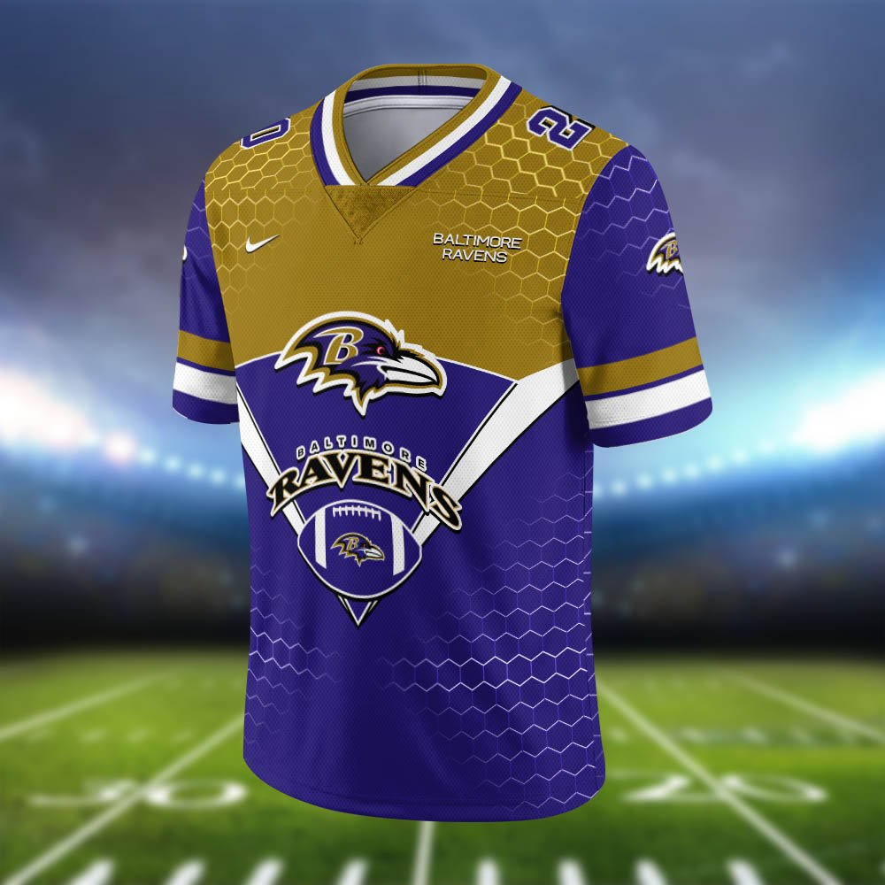 Alternative view of Baltimore Ravens Vneck Football Jersey 2024 Version Personalized Your Name And Number, Sport Shirt, Sport Gifts ETHY-62990