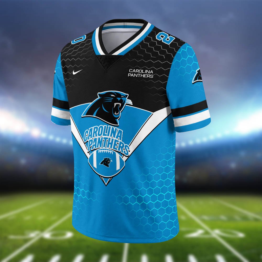 Alternative view of Carolina Panthers Vneck Football Jersey 2024 Version Personalized Your Name And Number, Sport Shirt, Sport Gifts ETHY-62990