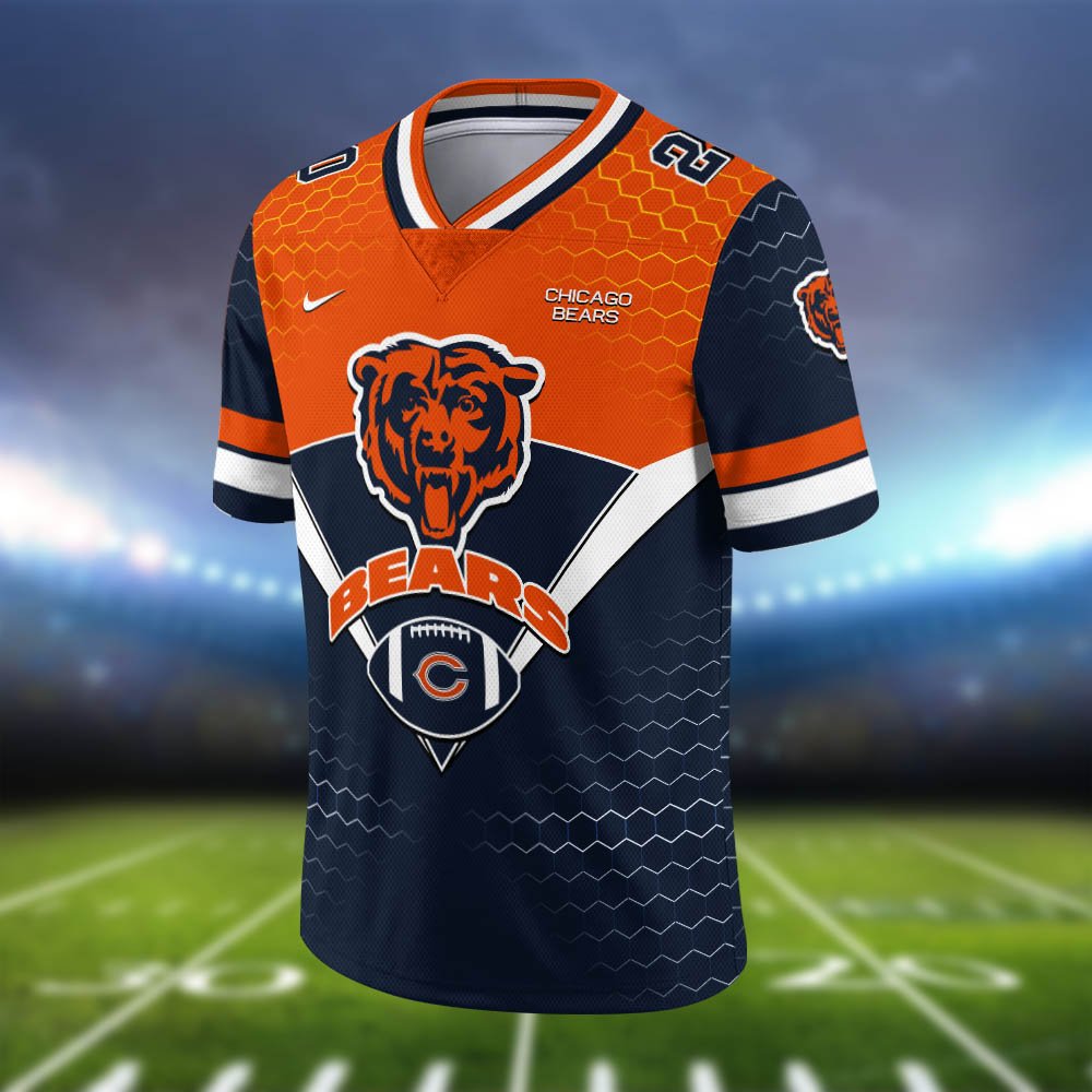 Alternative view of Chicago Bears Vneck Football Jersey 2024 Version Personalized Your Name And Number, Sport Shirt, Sport Gifts ETHY-62990