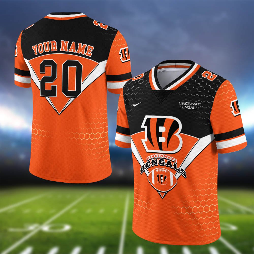 Cincinnati Bengals Vneck Football Jersey 2024 Version Personalized Your Name And Number, Sport Shirt, Sport Gifts ETHY-62990