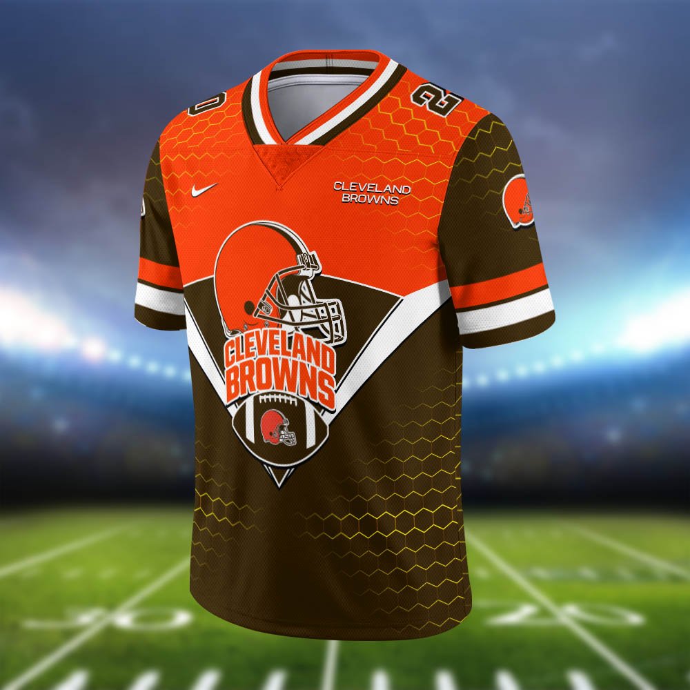 Alternative view of Cleveland Browns Vneck Football Jersey 2024 Version Personalized Your Name And Number, Sport Shirt, Sport Gifts ETHY-62990
