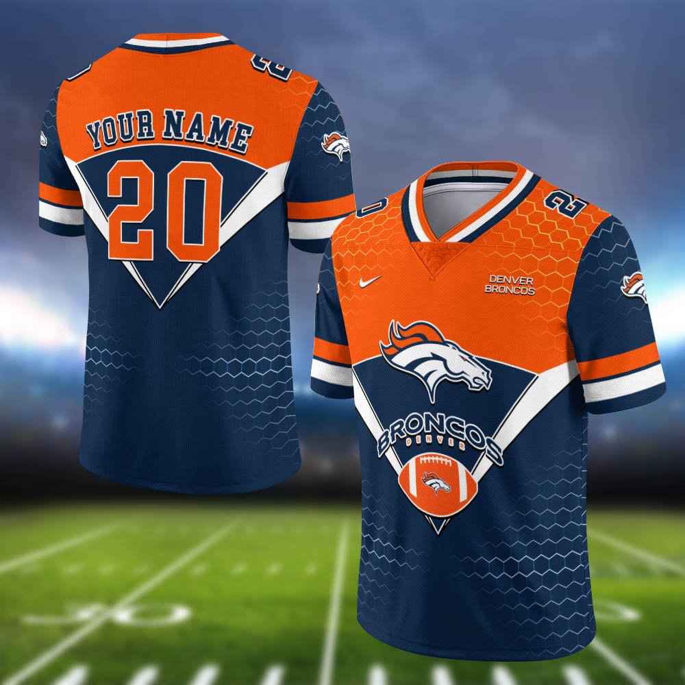 Denver Broncos Vneck Football Jersey 2024 Version Personalized Your Name And Number, Sport Shirt, Sport Gifts ETHY-62990