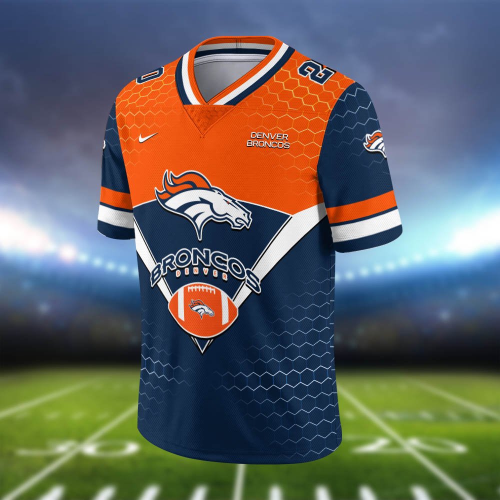 Alternative view of Denver Broncos Vneck Football Jersey 2024 Version Personalized Your Name And Number, Sport Shirt, Sport Gifts ETHY-62990