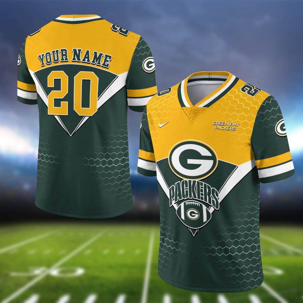 Green Bay Packers Vneck Football Jersey 2024 Version Personalized Your Name And Number, Sport Shirt, Sport Gifts ETHY-62990