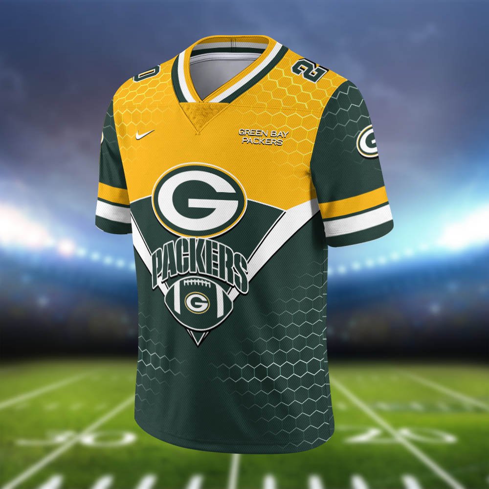 Alternative view of Green Bay Packers Vneck Football Jersey 2024 Version Personalized Your Name And Number, Sport Shirt, Sport Gifts ETHY-62990