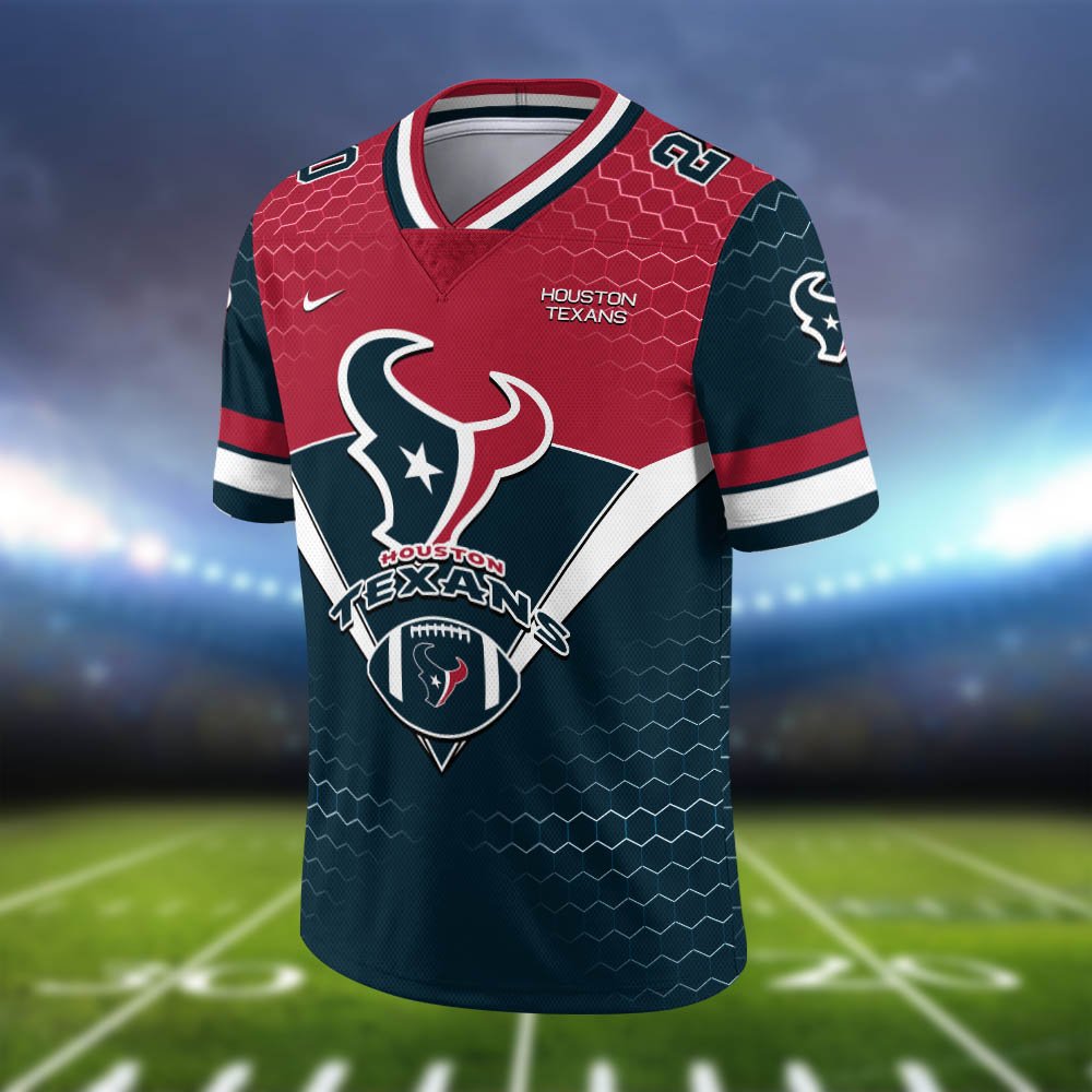 Alternative view of Houston Texans Vneck Football Jersey 2024 Version Personalized Your Name And Number, Sport Shirt, Sport Gifts ETHY-62990