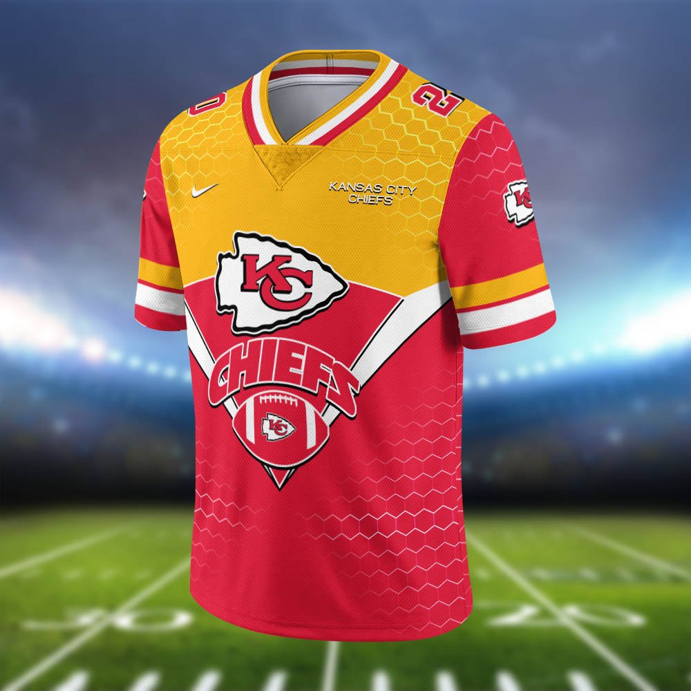 Alternative view of Kansas City Chiefs Vneck Football Jersey 2024 Version Personalized Your Name And Number, Sport Shirt, Sport Gifts ETHY-62990