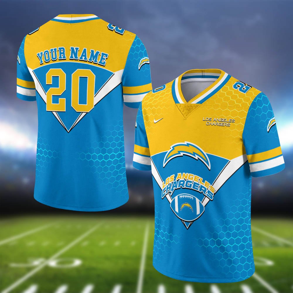 Los Angeles Chargers Vneck Football Jersey 2024 Version Personalized Your Name And Number, Sport Shirt, Sport Gifts ETHY-62990