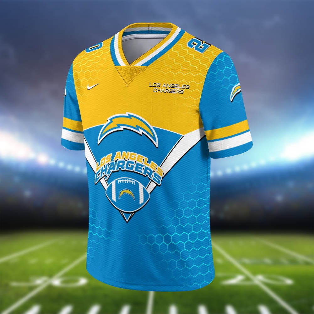 Alternative view of Los Angeles Chargers Vneck Football Jersey 2024 Version Personalized Your Name And Number, Sport Shirt, Sport Gifts ETHY-62990