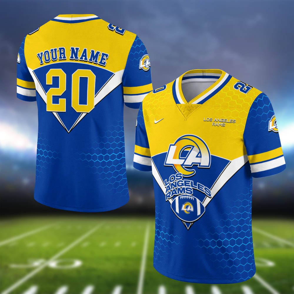 Los Angeles Rams Vneck Football Jersey 2024 Version Personalized Your Name And Number, Sport Shirt, Sport Gifts ETHY-62990