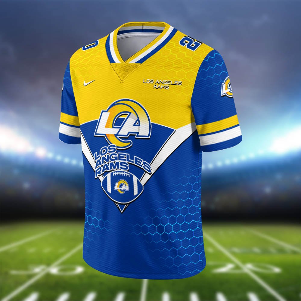 Alternative view of Los Angeles Rams Vneck Football Jersey 2024 Version Personalized Your Name And Number, Sport Shirt, Sport Gifts ETHY-62990