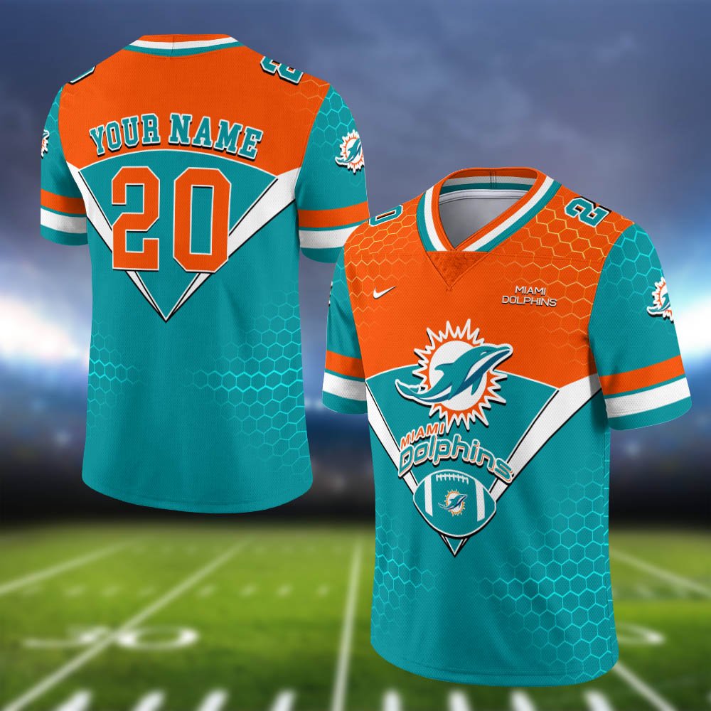 Miami Dolphins Vneck Football Jersey 2024 Version Personalized Your Name And Number, Sport Shirt, Sport Gifts ETHY-62990