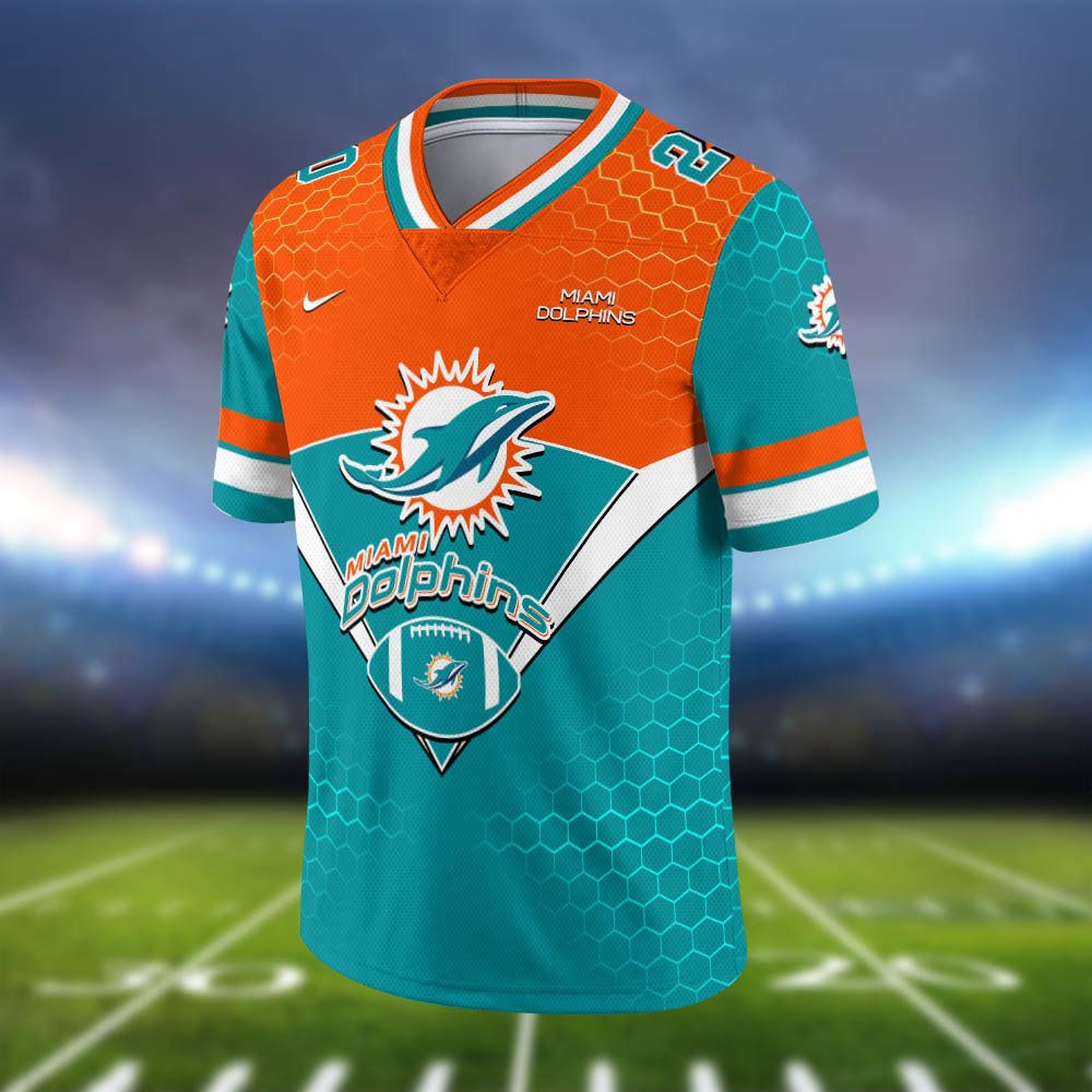 Alternative view of Miami Dolphins Vneck Football Jersey 2024 Version Personalized Your Name And Number, Sport Shirt, Sport Gifts ETHY-62990