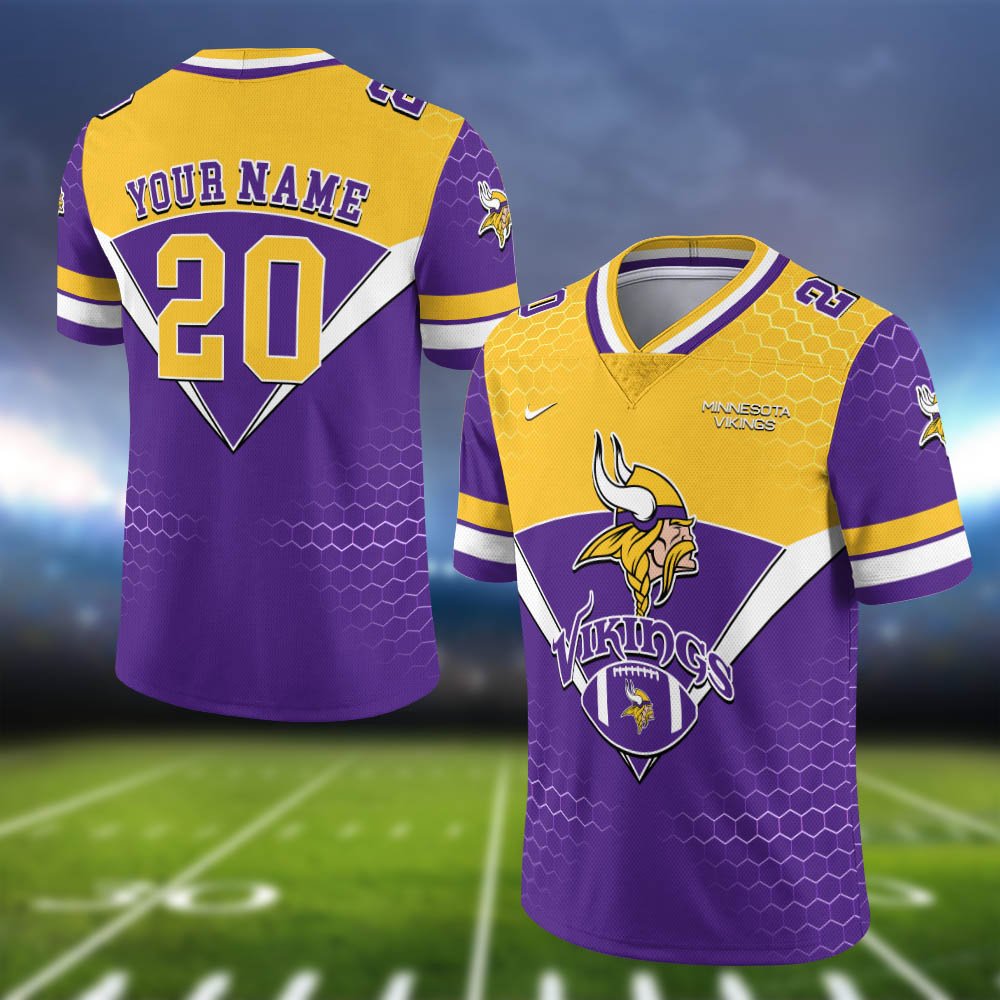 Minnesota Vikings Vneck Football Jersey 2024 Version Personalized Your Name And Number, Sport Shirt, Sport Gifts ETHY-62990