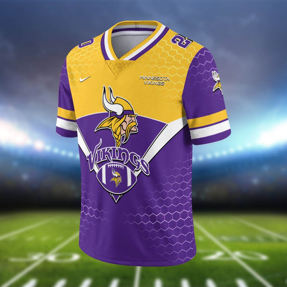 Alternative view of Minnesota Vikings Vneck Football Jersey 2024 Version Personalized Your Name And Number, Sport Shirt, Sport Gifts ETHY-62990