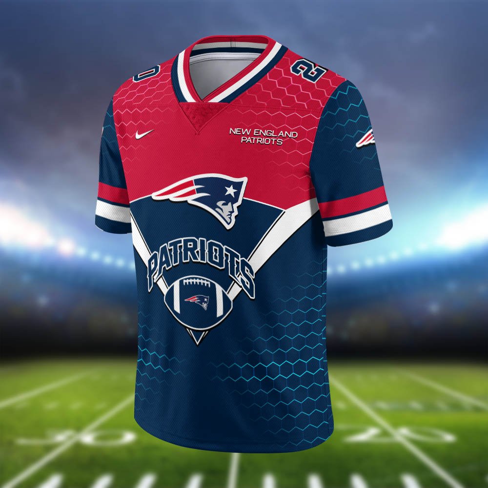 Alternative view of New England Patriots Vneck Football Jersey 2024 Version Personalized Your Name And Number, Sport Shirt, Sport Gifts ETHY-62990