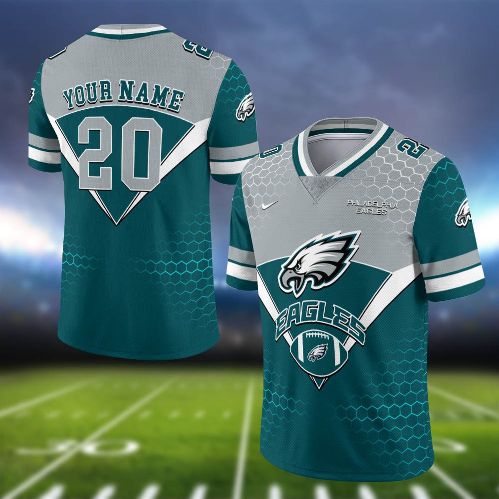 Philadelphia Eagles Vneck Football Jersey 2024 Version Personalized Your Name And Number, Sport Shirt, Sport Gifts ETHY-62990