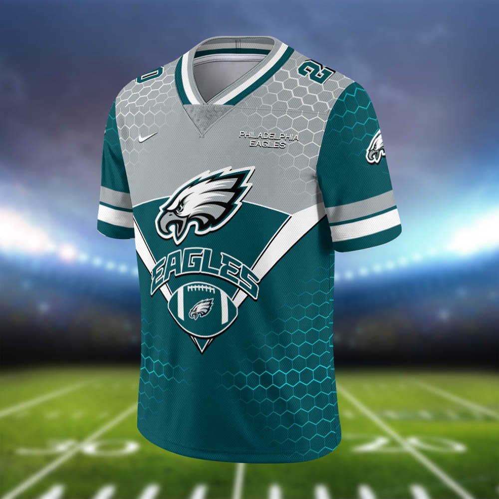 Alternative view of Philadelphia Eagles Vneck Football Jersey 2024 Version Personalized Your Name And Number, Sport Shirt, Sport Gifts ETHY-62990