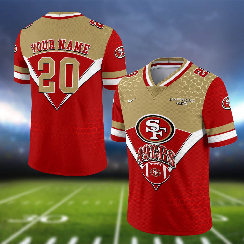 San Francisco 49ers Vneck Football Jersey 2024 Version Personalized Your Name And Number, Sport Shirt, Sport Gifts ETHY-62990