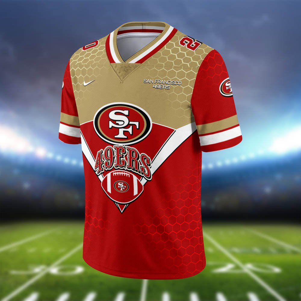 Alternative view of San Francisco 49ers Vneck Football Jersey 2024 Version Personalized Your Name And Number, Sport Shirt, Sport Gifts ETHY-62990