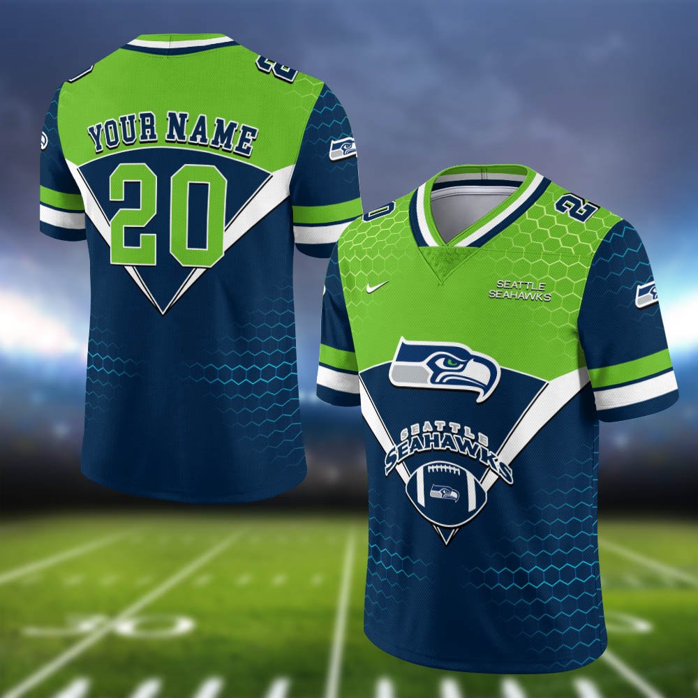 Seattle Seahawks Vneck Football Jersey 2024 Version Personalized Your Name And Number, Sport Shirt, Sport Gifts ETHY-62990