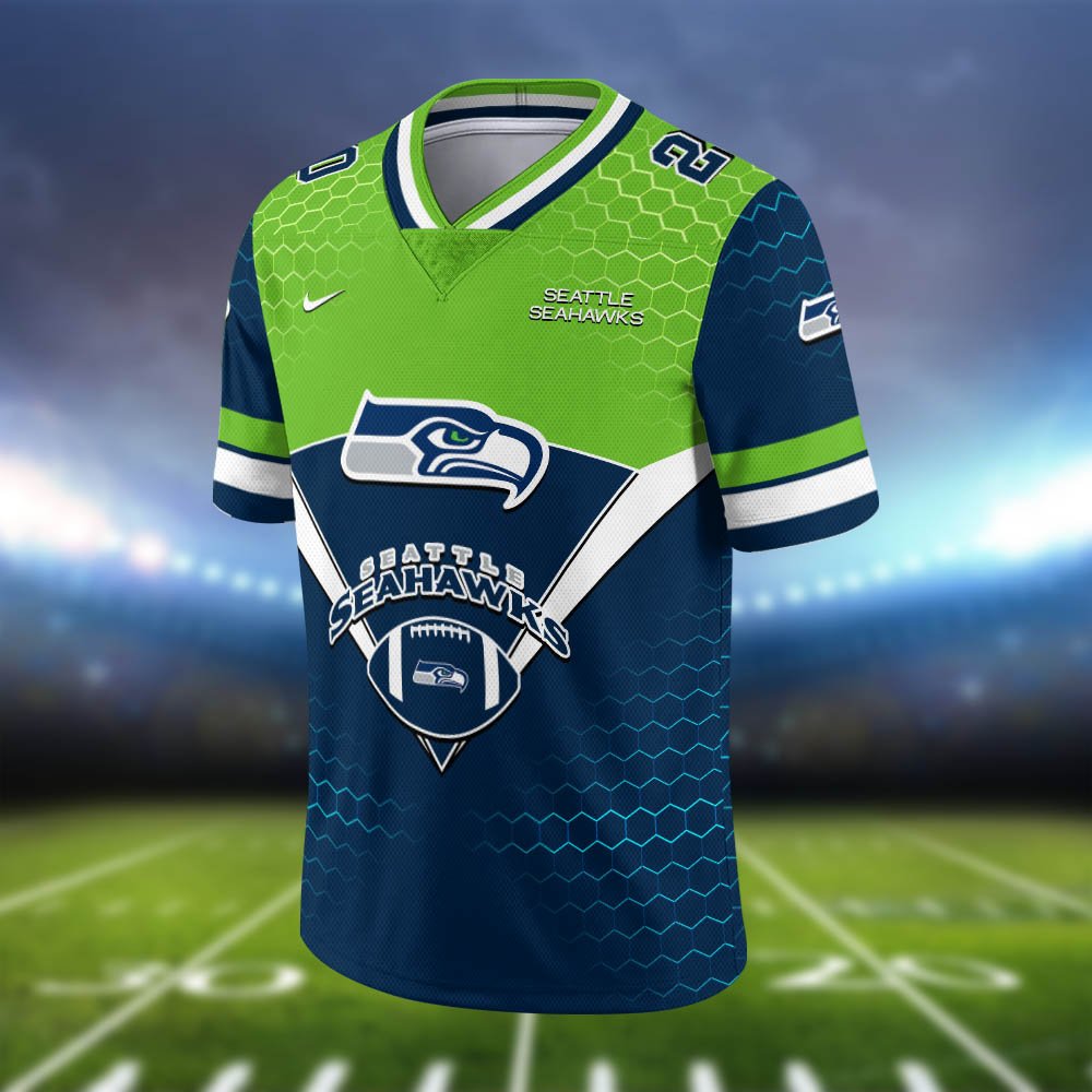 Alternative view of Seattle Seahawks Vneck Football Jersey 2024 Version Personalized Your Name And Number, Sport Shirt, Sport Gifts ETHY-62990