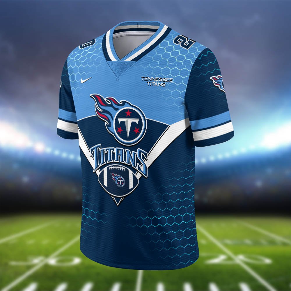 Alternative view of Tennessee Titans Vneck Football Jersey 2024 Version Personalized Your Name And Number, Sport Shirt, Sport Gifts ETHY-62990