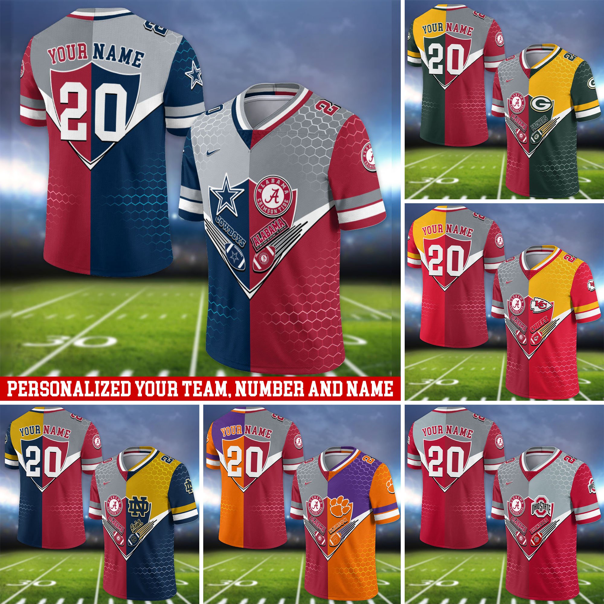Alabama Crimson Tide Vneck Football Jersey 2024 Version Custom Your Team Number And Name, Sport Shirts, Sport Gifts ETHY-62997