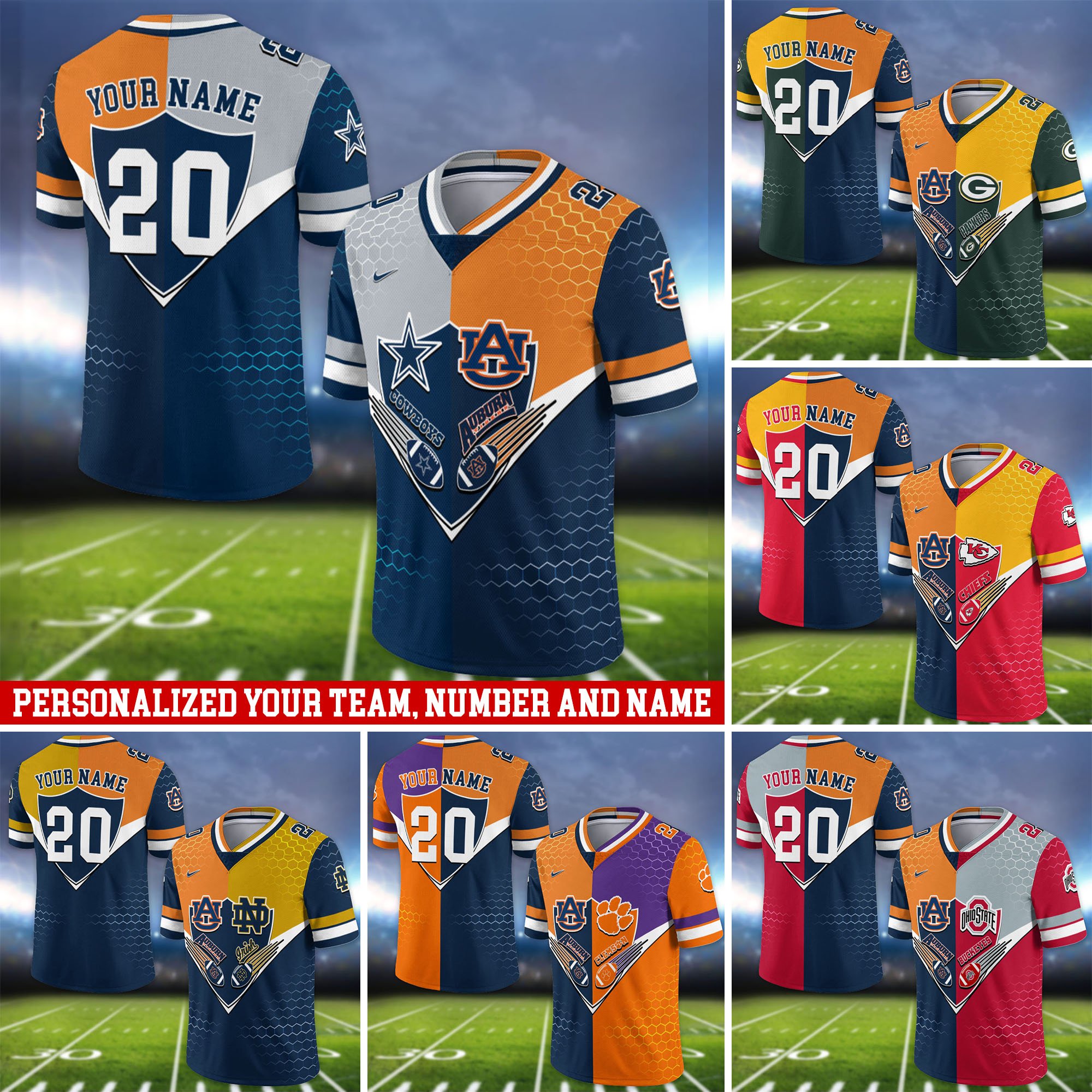 Auburn Tigers Vneck Football Jersey 2024 Version Custom Your Team Number And Name, Sport Shirts, Sport Gifts ETHY-62997