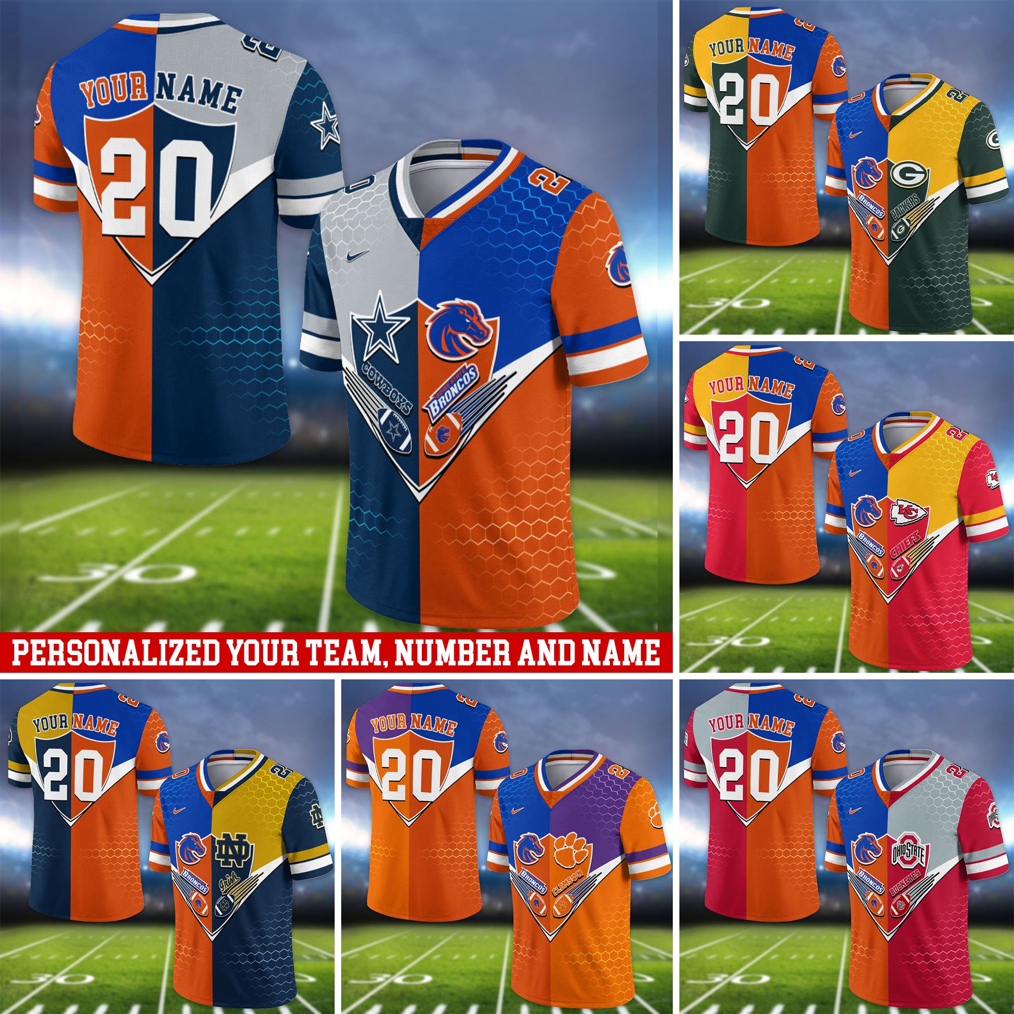 Boise State Broncos Vneck Football Jersey 2024 Version Custom Your Team Number And Name, Sport Shirts, Sport Gifts ETHY-62997