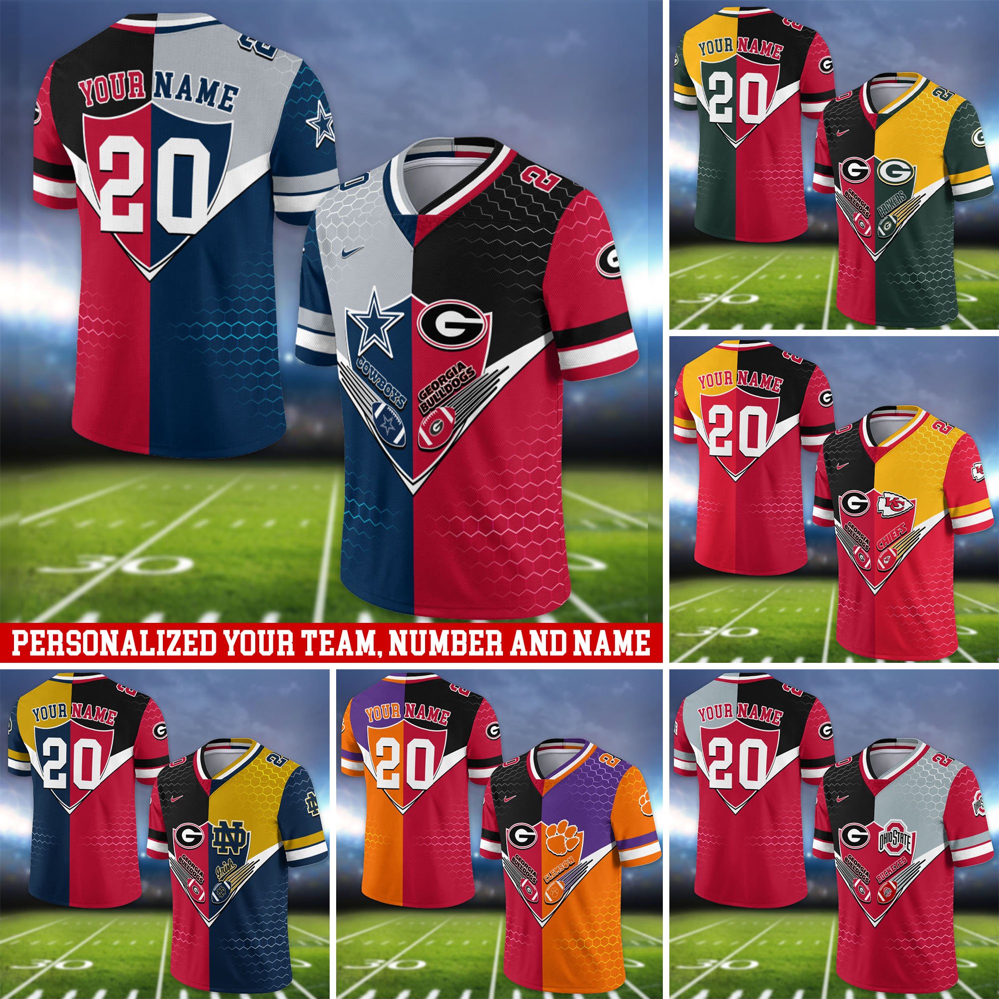 Georgia Bulldogs Vneck Football Jersey 2024 Version Custom Your Team Number And Name, Sport Shirts, Sport Gifts ETHY-62997