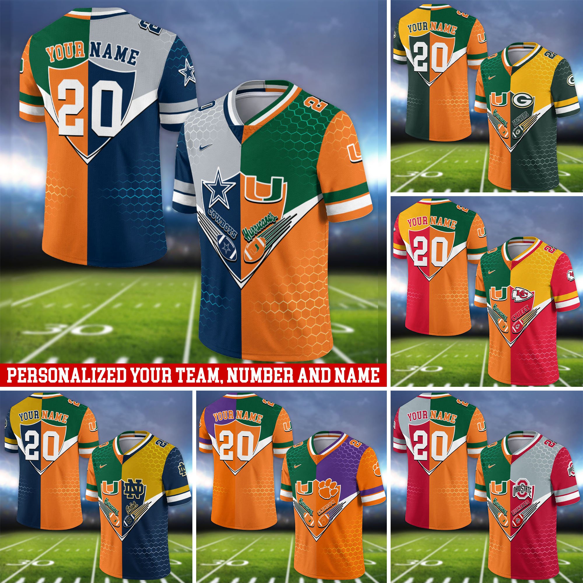 Miami Hurricanes Vneck Football Jersey 2024 Version Custom Your Team Number And Name, Sport Shirts, Sport Gifts ETHY-62997