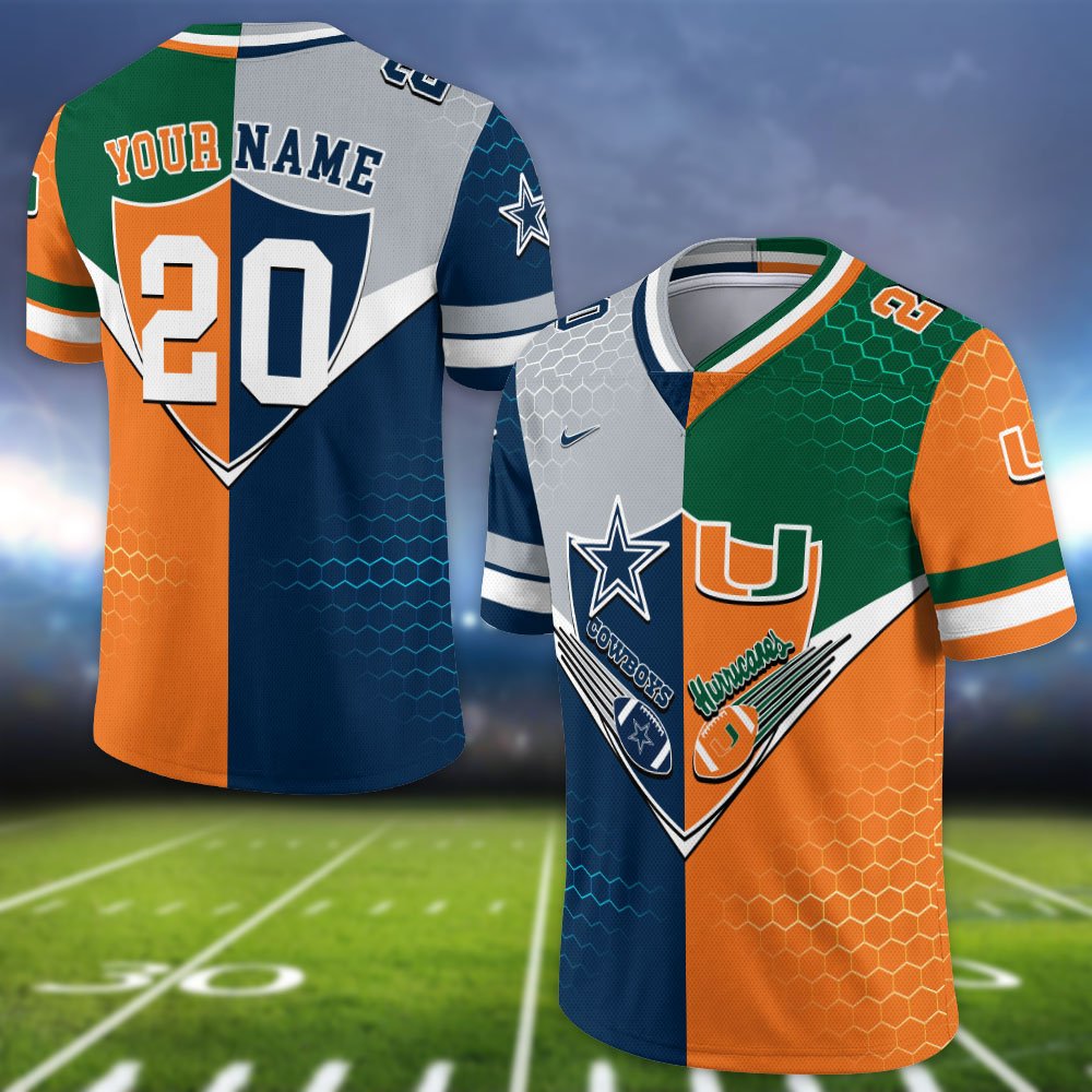 Alternative view of Miami Hurricanes Vneck Football Jersey 2024 Version Custom Your Team Number And Name, Sport Shirts, Sport Gifts ETHY-62997