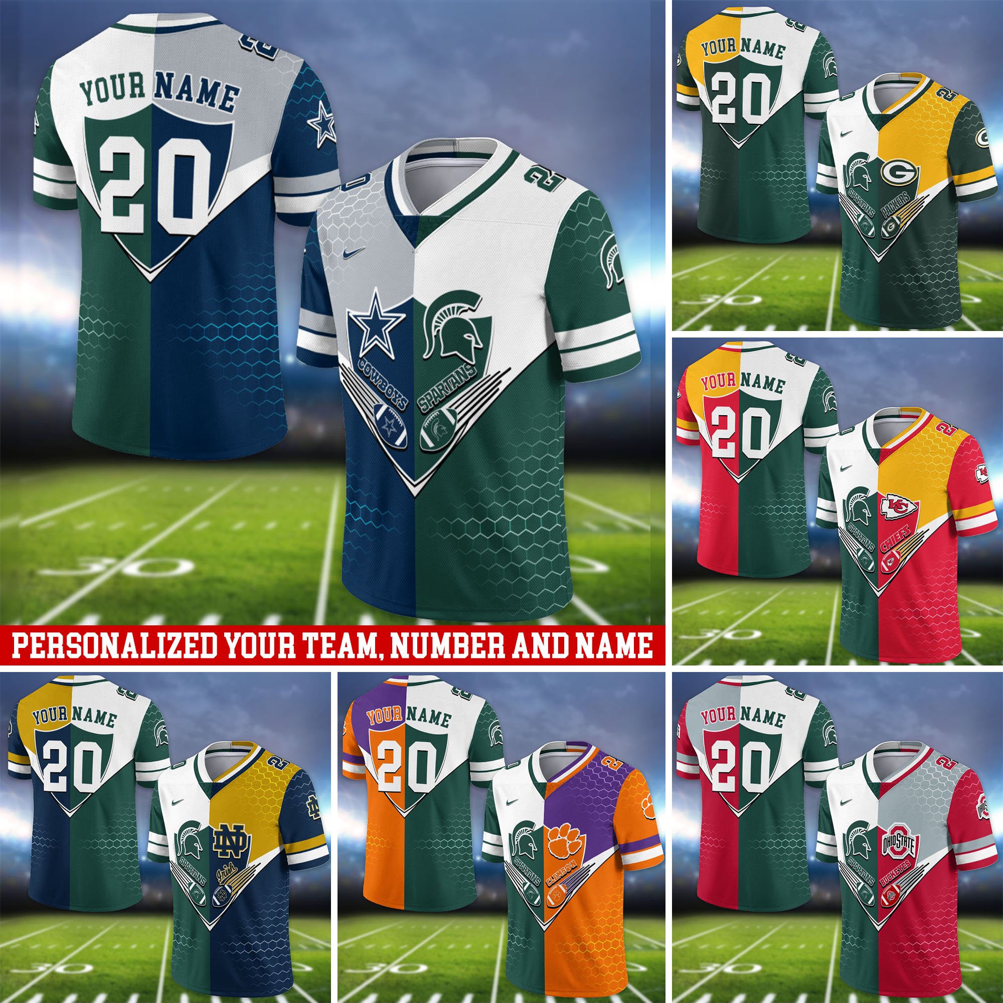 Michigan State Spartans Vneck Football Jersey 2024 Version Custom Your Team Number And Name, Sport Shirts, Sport Gifts ETHY-62997
