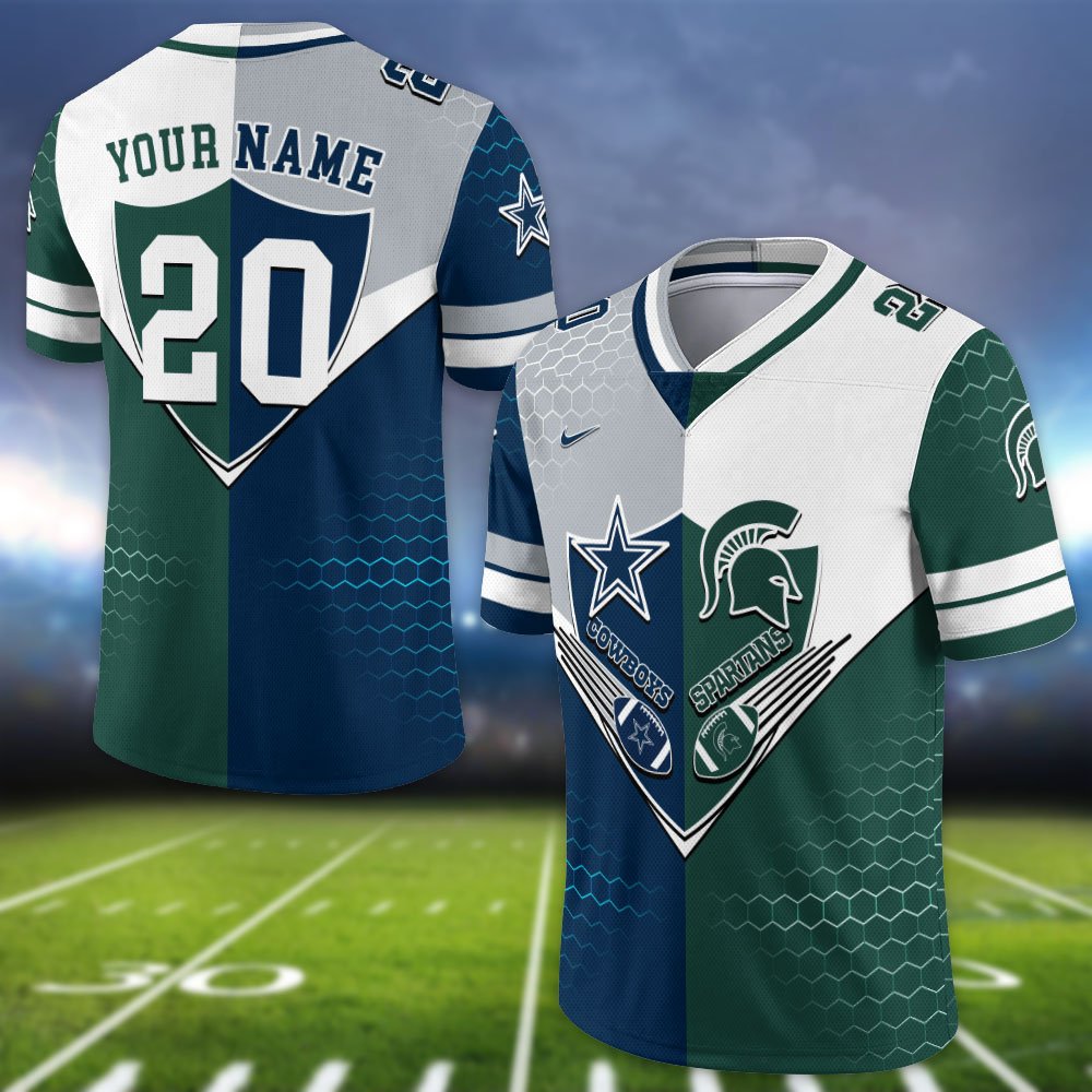 Alternative view of Michigan State Spartans Vneck Football Jersey 2024 Version Custom Your Team Number And Name, Sport Shirts, Sport Gifts ETHY-62997
