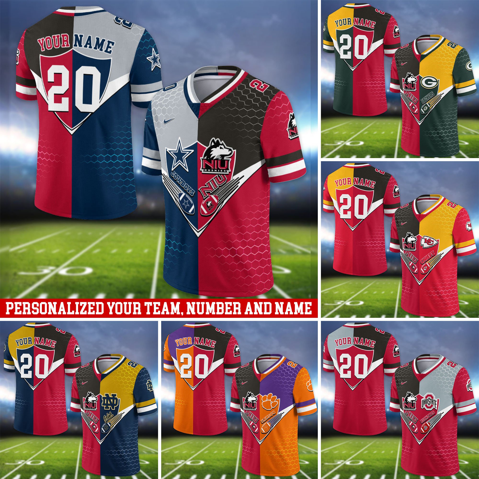 Northern Illinois Huskies Vneck Football Jersey 2024 Version Custom Your Team Number And Name, Sport Shirts, Sport Gifts ETHY-62997