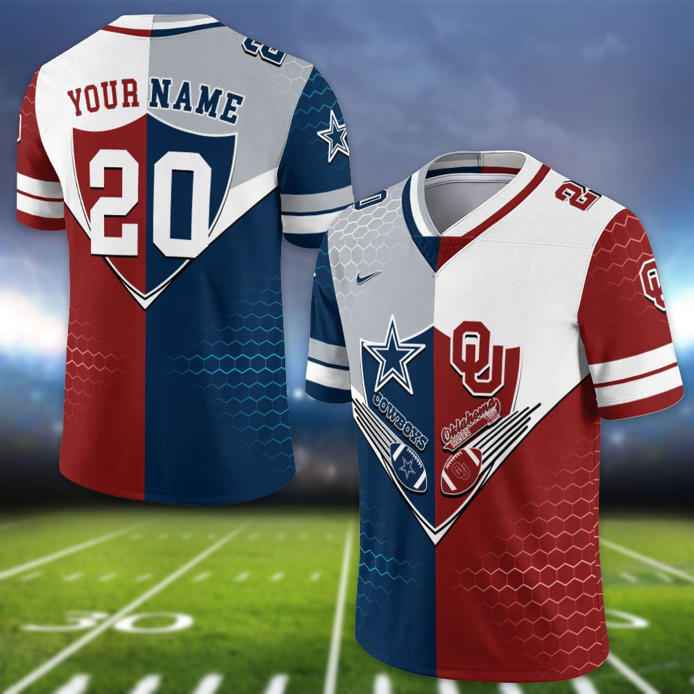 Alternative view of Oklahoma Sooners Vneck Football Jersey 2024 Version Custom Your Team Number And Name, Sport Shirts, Sport Gifts ETHY-62997