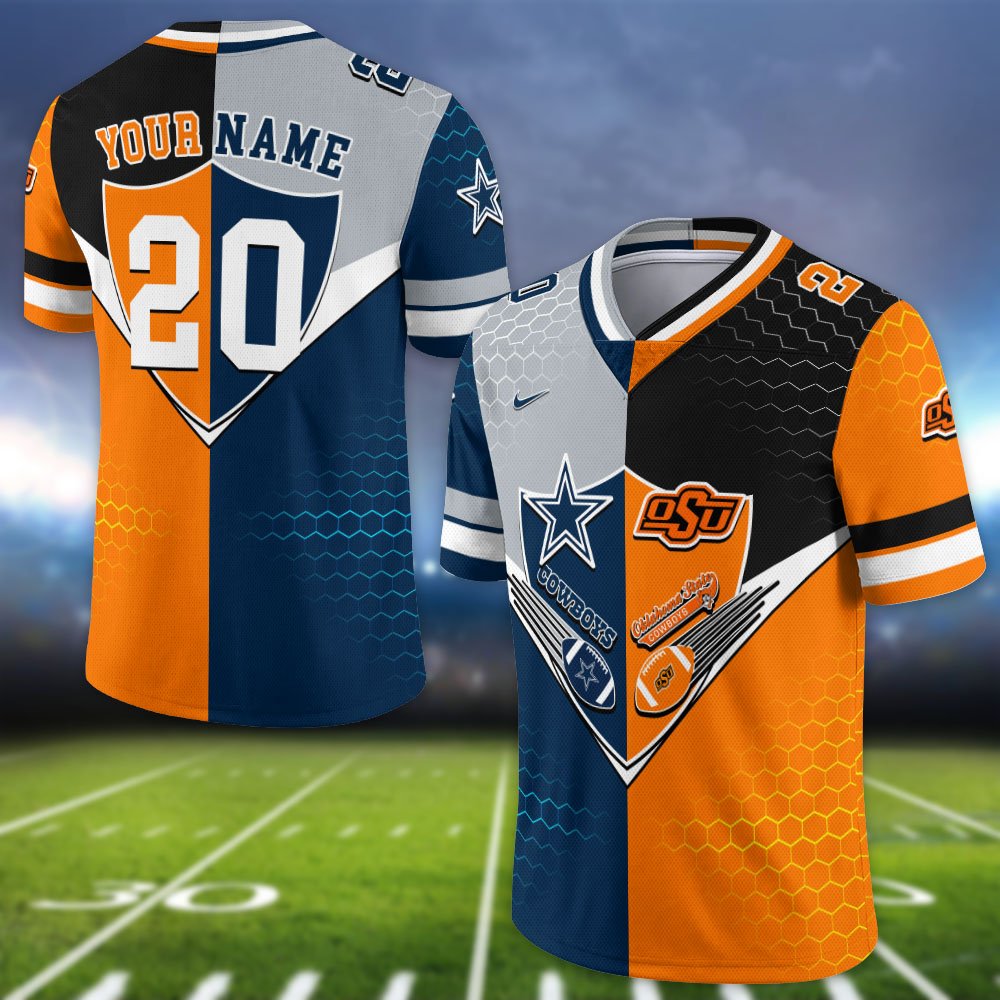 Alternative view of Oklahoma State Cowboys Vneck Football Jersey 2024 Version Custom Your Team Number And Name, Sport Shirts, Sport Gifts ETHY-62997