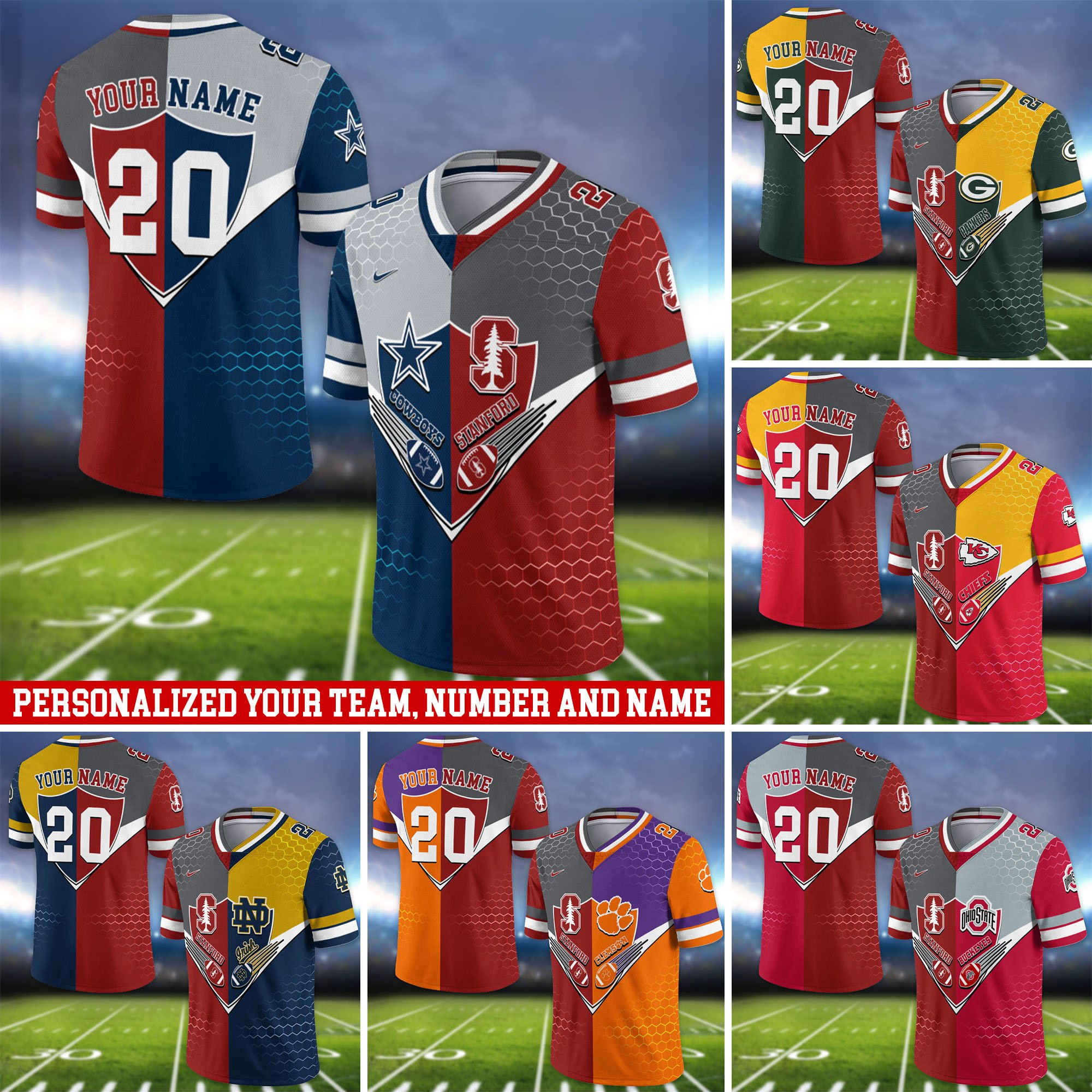 Stanford Cardinal Vneck Football Jersey 2024 Version Custom Your Team Number And Name, Sport Shirts, Sport Gifts ETHY-62997