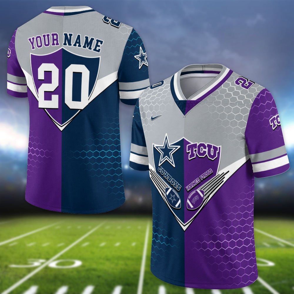 Alternative view of TCU Horned Frogs Vneck Football Jersey 2024 Version Custom Your Team Number And Name, Sport Shirts, Sport Gifts ETHY-62997