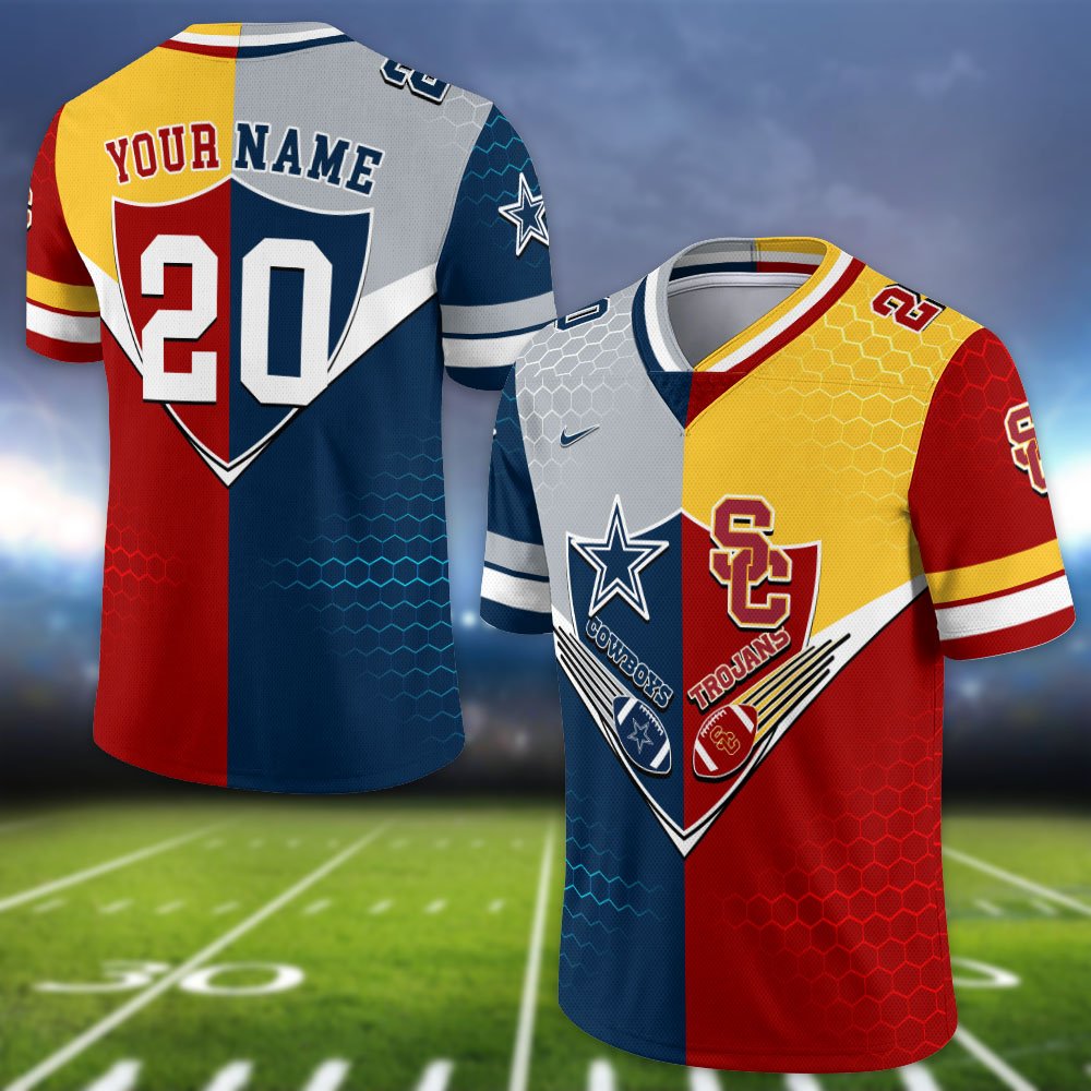 Alternative view of USC Trojans Vneck Football Jersey 2024 Version Custom Your Team Number And Name, Sport Shirts, Sport Gifts ETHY-62997