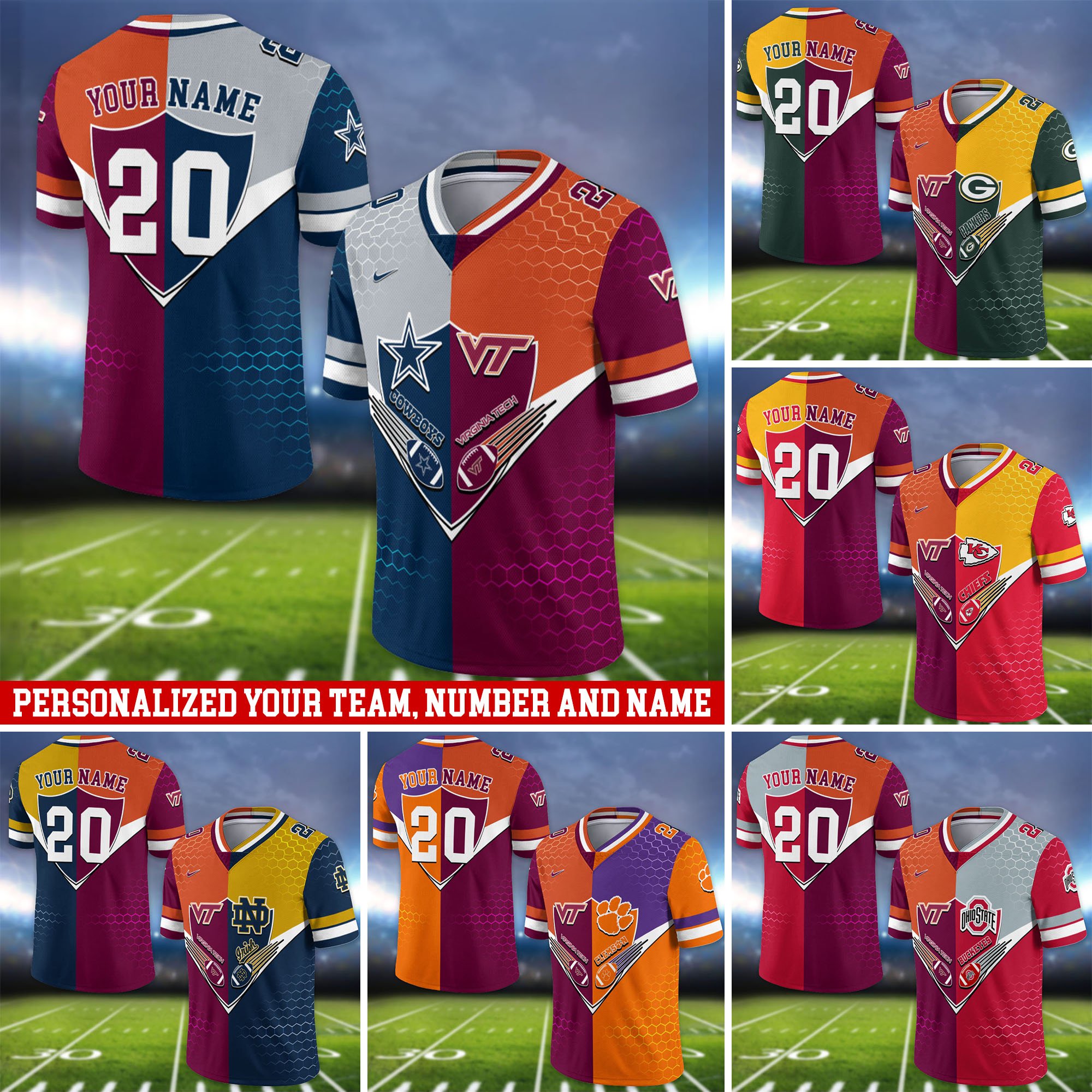 Virginia Tech Hokies Vneck Football Jersey 2024 Version Custom Your Team Number And Name, Sport Shirts, Sport Gifts ETHY-62997