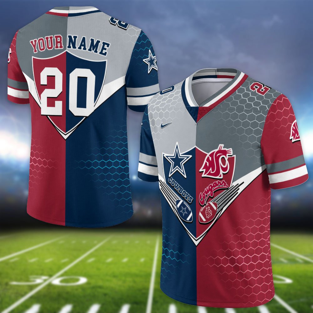 Alternative view of Washington State Cougars Vneck Football Jersey 2024 Version Custom Your Team Number And Name, Sport Shirts, Sport Gifts ETHY-62997