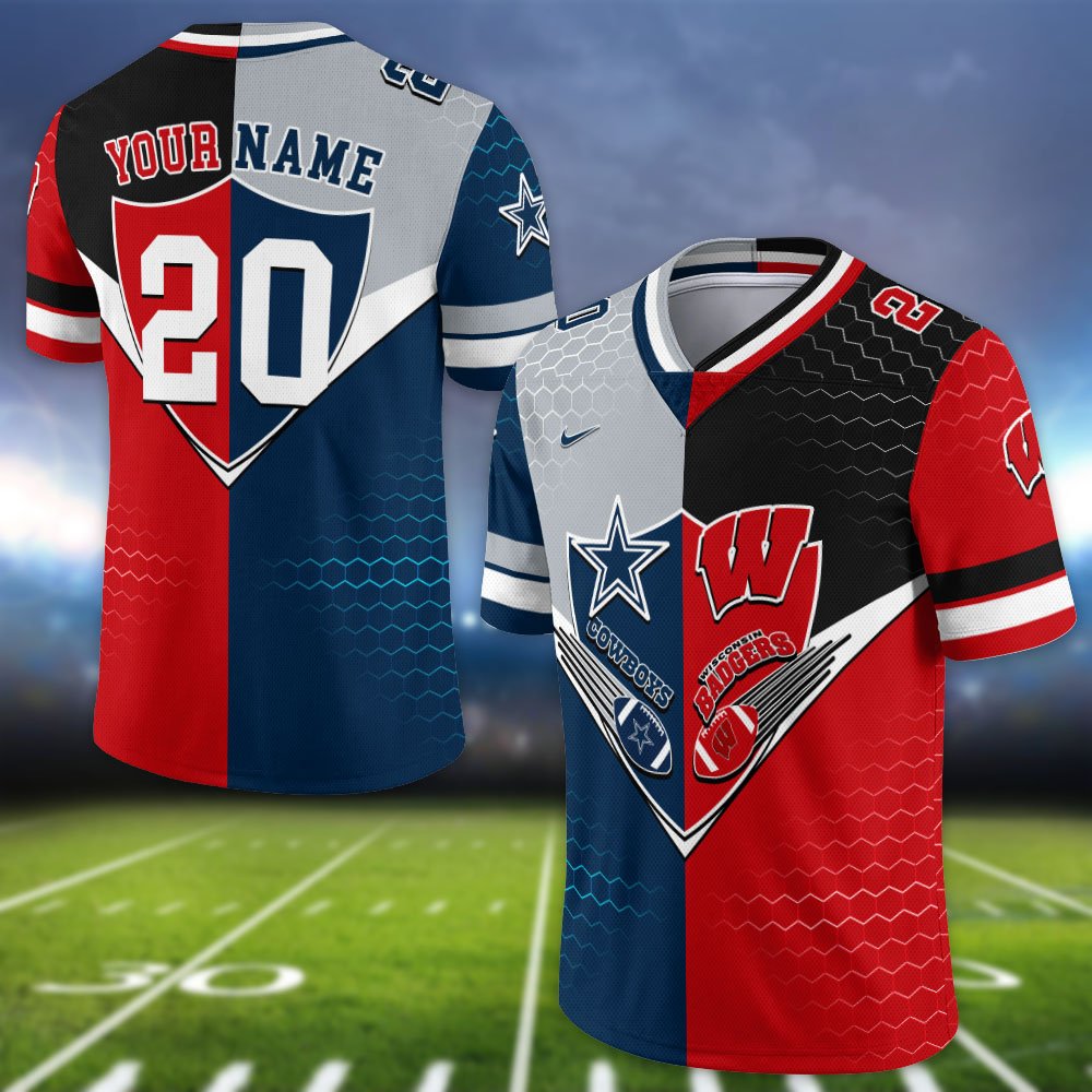 Alternative view of Wisconsin Badgers Vneck Football Jersey 2024 Version Custom Your Team Number And Name, Sport Shirts, Sport Gifts ETHY-62997