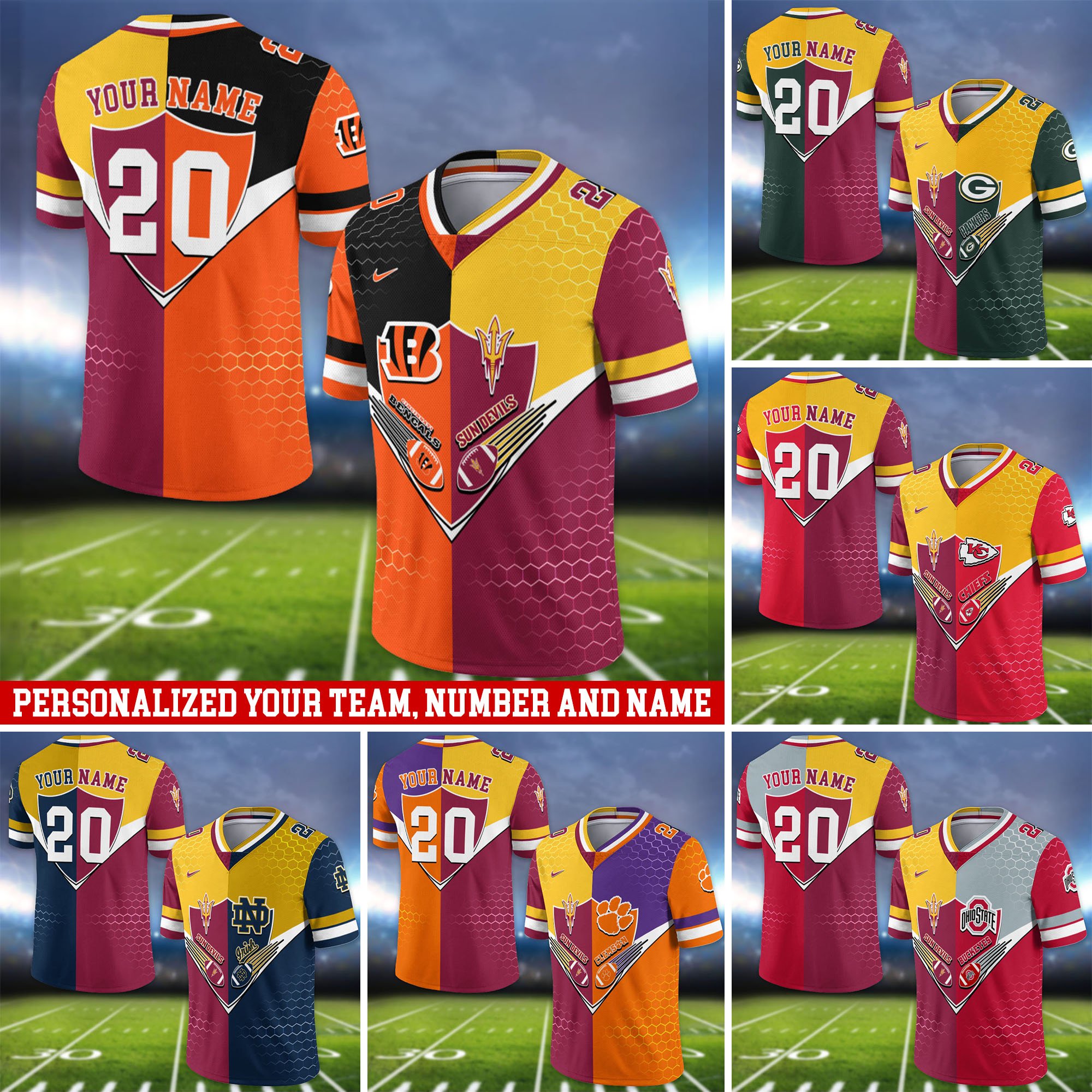 Arizona State Sun Devils Vneck Football Jersey 2024 Version Custom Your Team Number And Name, Sport Shirts, Sport Gifts ETHY-62997
