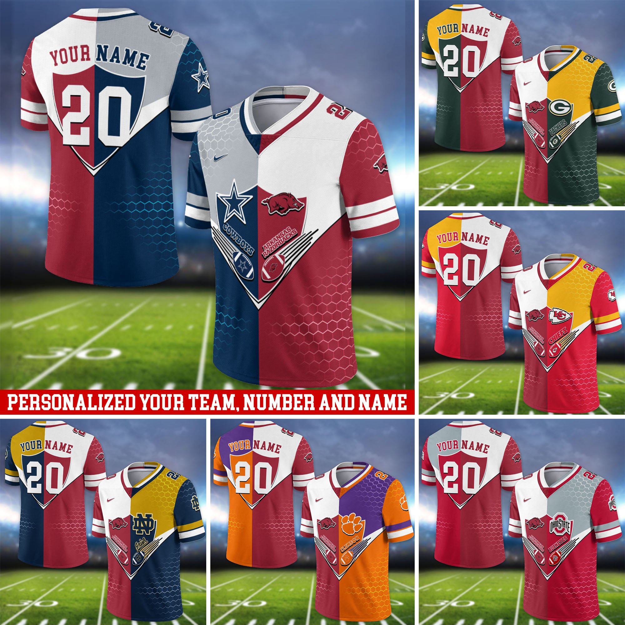 Arkansas Razorbacks Vneck Football Jersey 2024 Version Custom Your Team Number And Name, Sport Shirts, Sport Gifts ETHY-62997