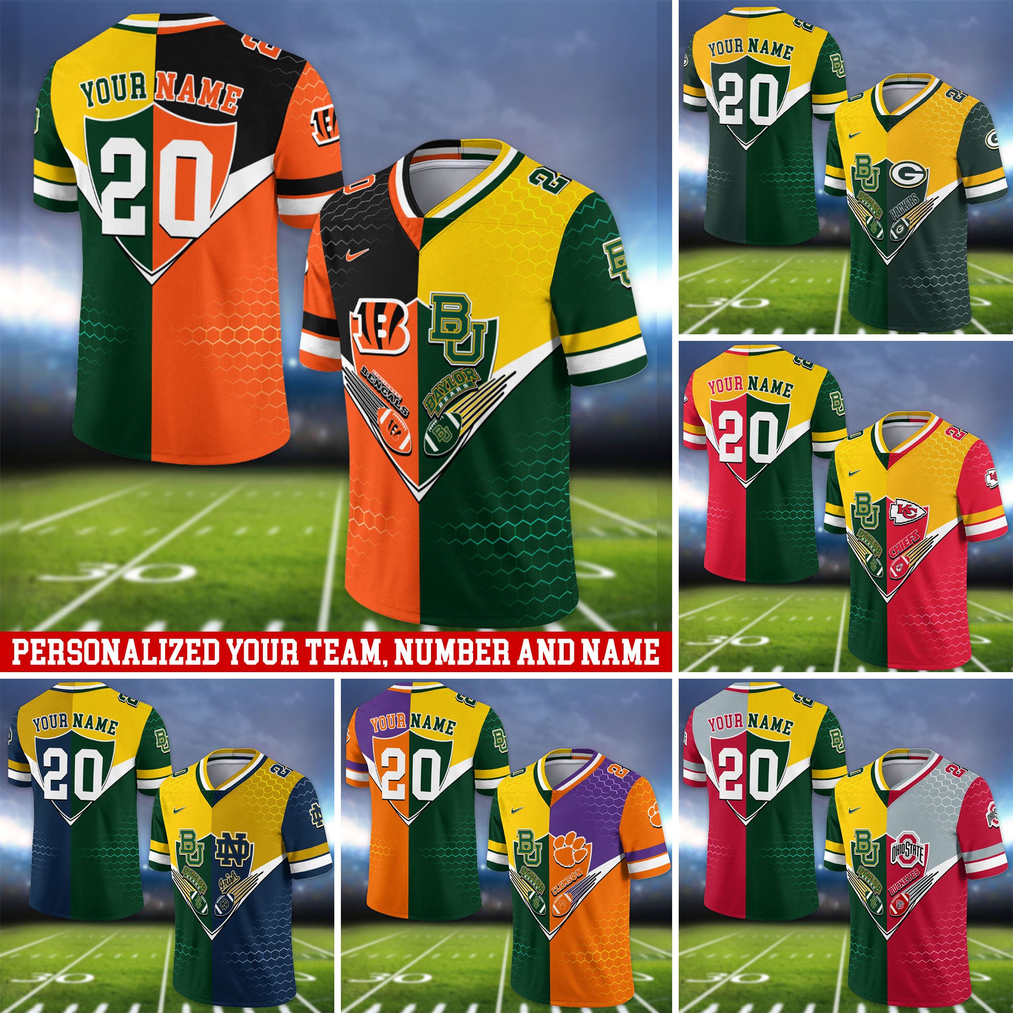 Baylor Bears Vneck Football Jersey 2024 Version Custom Your Team Number And Name, Sport Shirts, Sport Gifts ETHY-62997