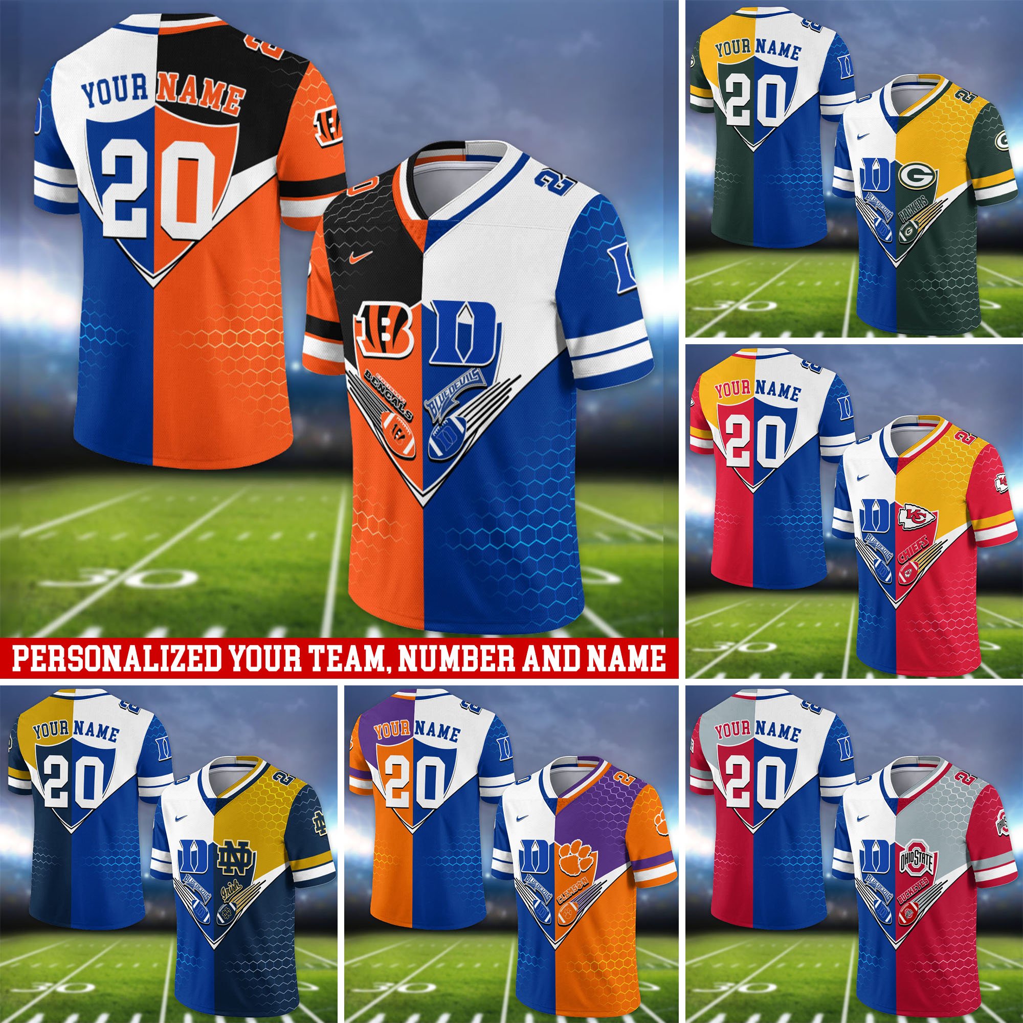 Duke Blue Devils Vneck Football Jersey 2024 Version Custom Your Team Number And Name, Sport Shirts, Sport Gifts ETHY-62997