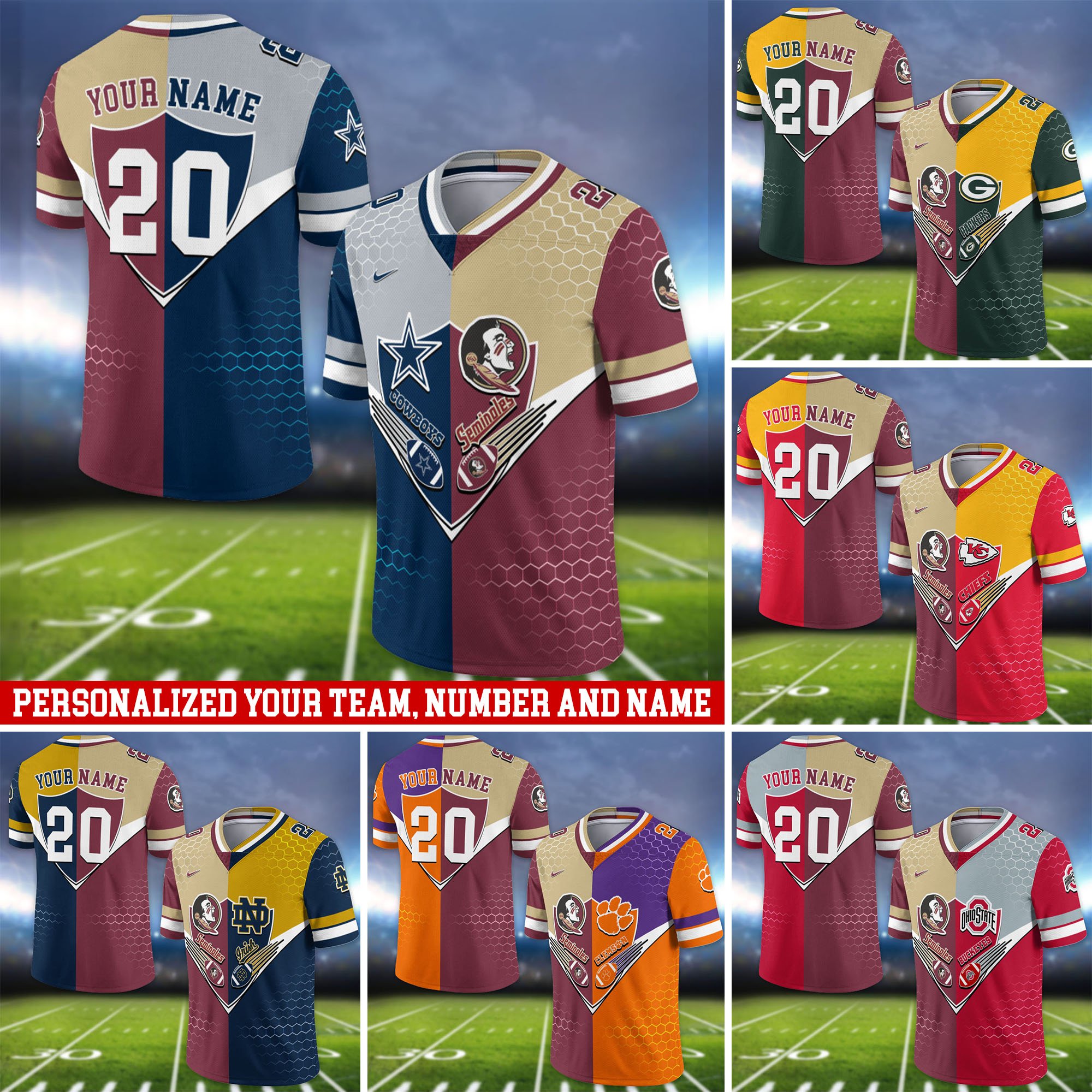 Florida State Seminoles Vneck Football Jersey 2024 Version Custom Your Team Number And Name, Sport Shirts, Sport Gifts ETHY-62997