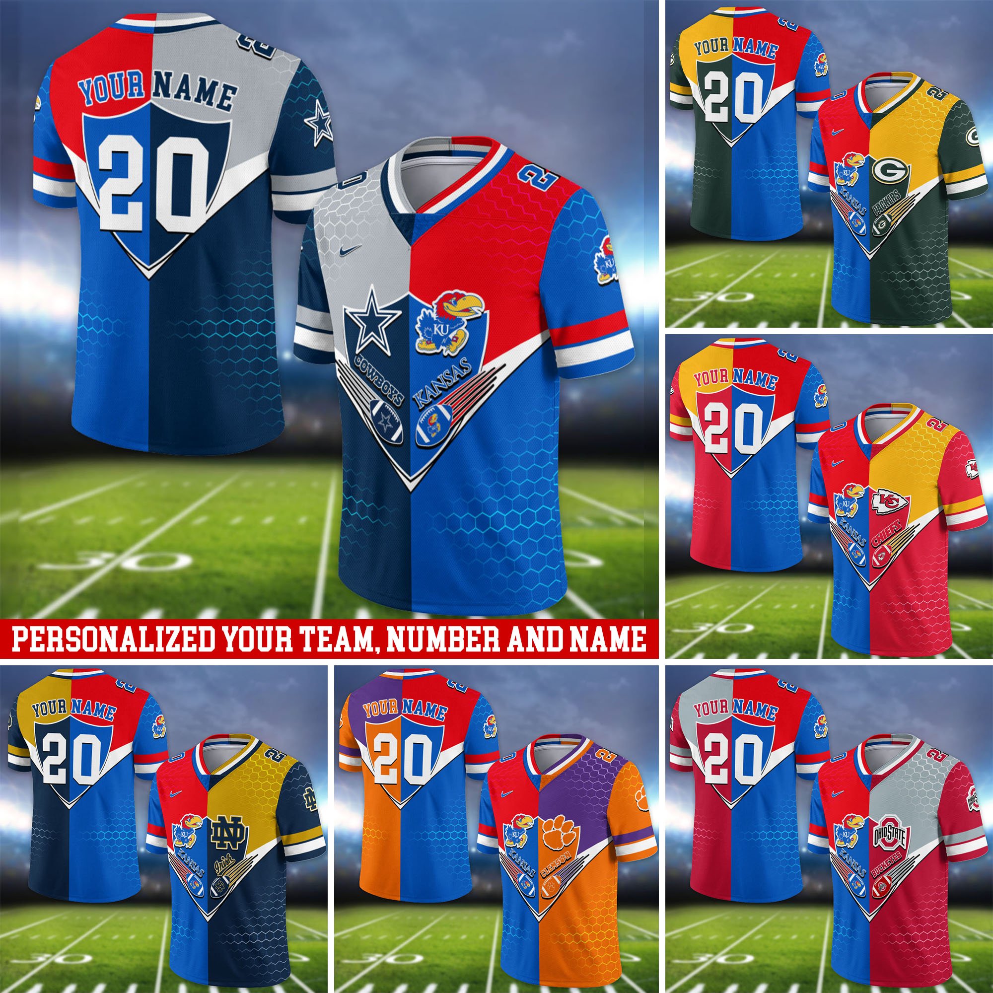 Kansas Jayhawks Vneck Football Jersey 2024 Version Custom Your Team Number And Name, Sport Shirts, Sport Gifts ETHY-62997